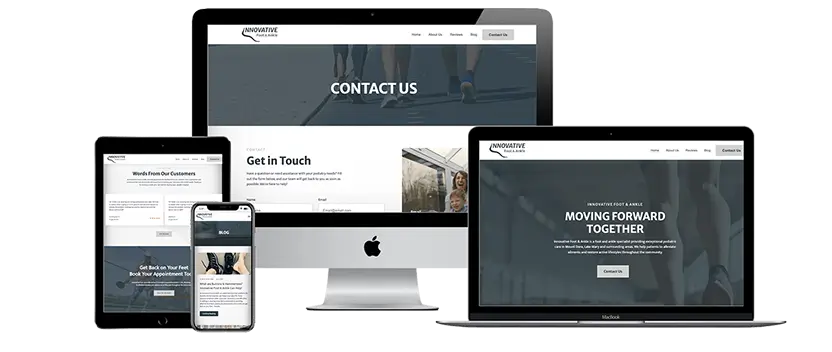 Innovative Foot & Ankle Website Mockups on multiple devices